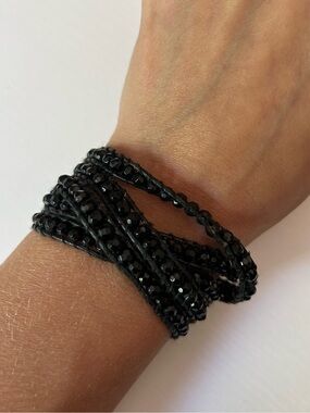 Club Monaco Black Beaded Wrap Bracelet
